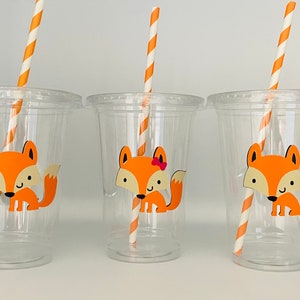 Fox Party Cups, Fox baby shower cups, Fox Birthday Party Cups, Woodland Party Cups, Woodland Baby Shower, Woodland Birthday party,Disposable