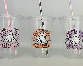 Girl Ghost Party, Halloween party cups, Halloween Birthday Party, Halloween Party Favors, Ghost party Supplies, Boo, Spooky, Lets go ghouls