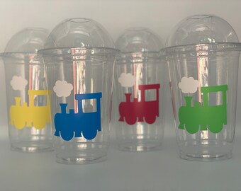 Train Party Cups, Train Birthday Party Cups, Train Party Favors, Train Baby Shower, Choo Choo I'm two, Train Party Supplies, Choo Choo Party