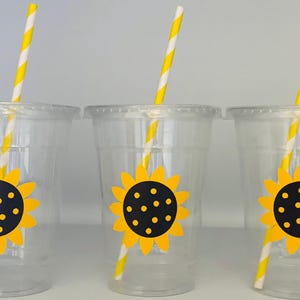 Sunflower Party Cups, Sunflower Birthday Party Cups, Sunflower Baby Shower Cups, Floral Party Cups, Flower Party Cups, favors,Disposable