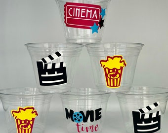Movie Party Cups, Cinema Party Cups, Movie Birthday Party Cups, Red Carpet Party, Movie Party Supplies, Movie Time, Movie Night