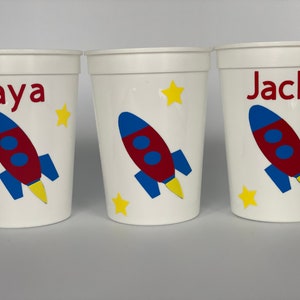 Rocket Party Cups, Outer Space Party Cups, Alien Party Cups, Planet Party Cups, Space Party Cups, 12 oz cups, Reusable Party Cups