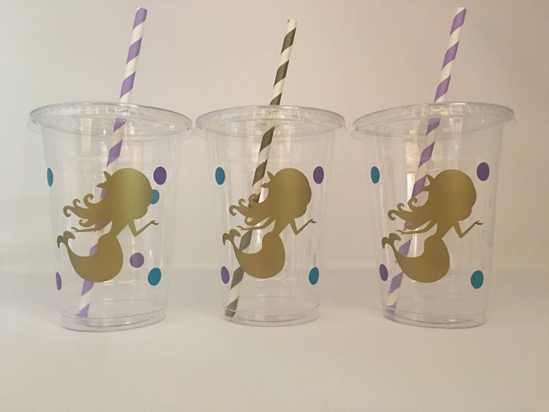 Mermaid party cups, Mermaid Birthday Party Cups, Mermaid Baby Shower Cups,Under the Sea Party cups,Mermaid Party Favors,Mermaid party Supply image 2