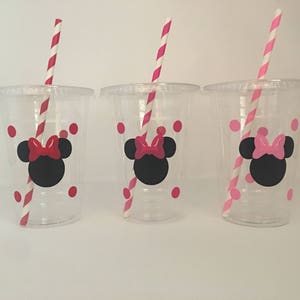 Minnie Mouse Party Cups, Minnie Mouse Birthday Cups, Minnie Mouse Baby Shower, Disposable Cups,Minnie Mouse Party Favors,Minnie Party Supply image 2