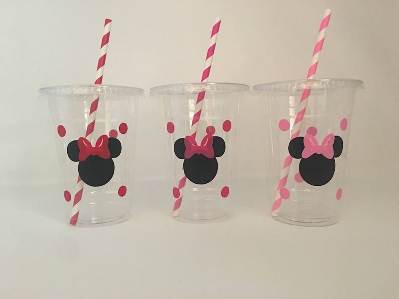 Minnie Mouse Party Cups, Minnie Mouse Birthday Cups, Minnie Mouse Baby Shower, Disposable Cups,Minnie Mouse Party Favors,Minnie Party Supply image 2