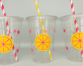 Pink lemonade party cups, Pink Lemonade Birthday Party cups, Pink Lemonade Favors, Lemonade Stand party, Pink Lemonade shower, Disposable