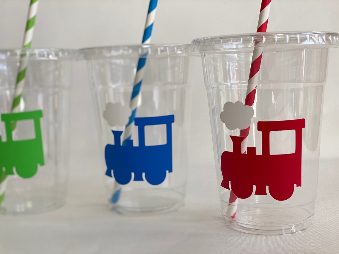 Train Party Cups Train Birthday Party Train Baby Shower Etsy