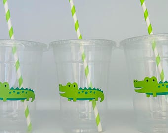 Alligator Party Cups, Alligator Birthday Party Cups, Alligator Baby Shower Cup, Safari Party, Alligator Party Favors, Gator Party,Disposable