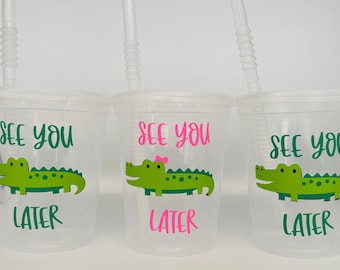 Alligator Party Cups, Alligator Birthday Party Cups, Alligator Baby Shower Cup, Safari Party, Alligator Party Favors, Gator Party,Reusable