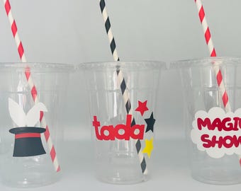 Magic party cups, Magician Party Cups, Magic Birthday Party, Magic Baby Shower, Magic Party Favors, Magic Show Party Supplies, Disposable