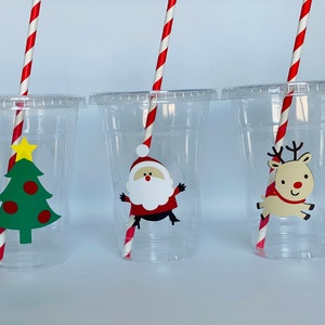 Christmas party cups, Santa Party Cups, Christmas Birthday Party Cups, Reindeer Party Cups, Christmas Eve Dinner, Breakfast with Santa