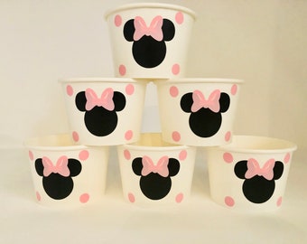 Minnie Mouse Snack Cups, Minnie Mouse Baby Shower, Minnie Mouse Birthday Party, Light pink Minnie mouse, Minnie Party Supplies, tableware