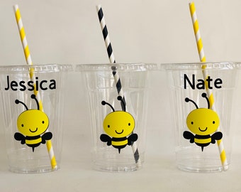 Bee Party Cups, Bumblebee Party cups, Bee Baby Shower, Bee Birthday Party Cups, Bumblebee Birthday Party cups,  baby shower, disposable