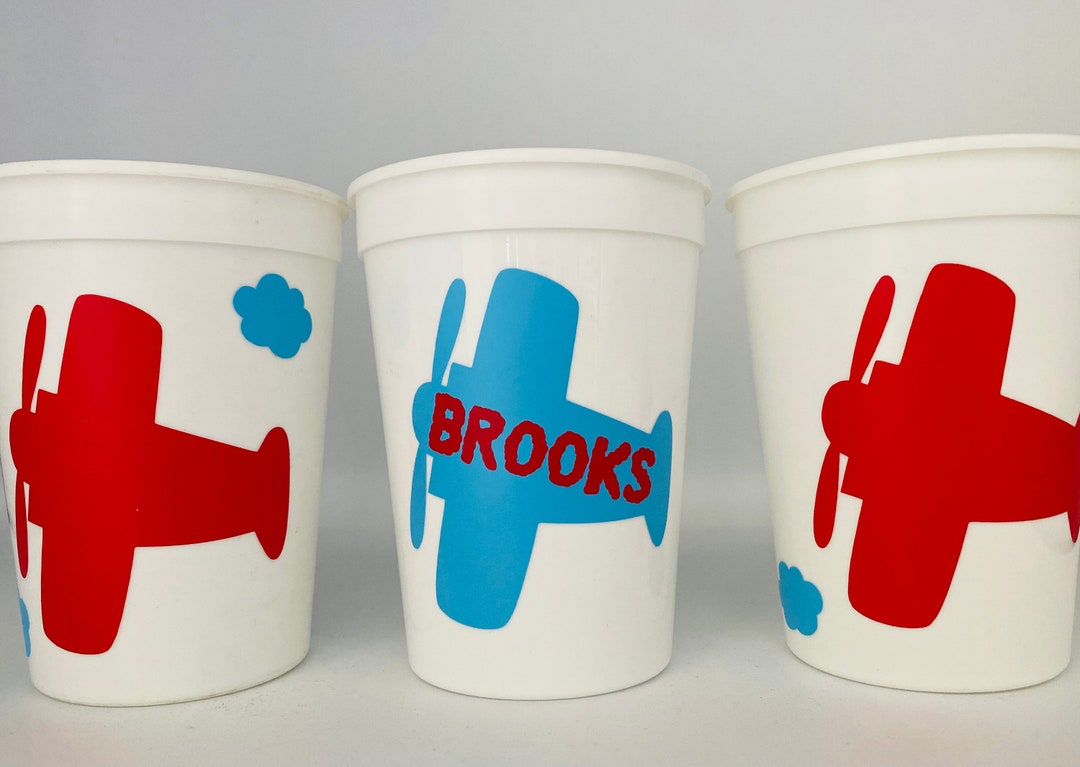 Airplane Party Cups, First Flight, Airplane Birthday Cups, Plane Baby ...