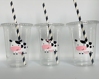 Cow Party Cups, Cow Birthday Party Cups, Cow Baby Shower Party Cups, Farm Party, Farmer Party, Cow Party Favors, Cow Party Supply,Disposable