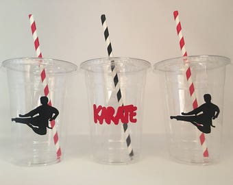 Karate Party Cups, Karate Birthday Party Cups, Karate Party Favors, Karate Party Supplies,Karate Team Party,Ninja Party Cups,Karate Birthday
