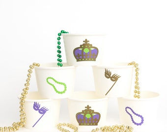 Mardi Gras Party Snack cups, Mardi Gras Birthday Party Cups, Mardi Gras Party Supplies, Mardi Gras Tableware, New Orleans Party cups