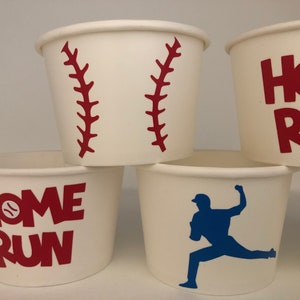 Baseball party snack cups, Baseball Birthday Party snack Cups, Baseball Baby Shower, Sports Party Cups, Sports Baby Shower, Party Supplies image 3