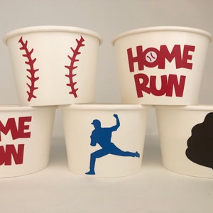 Baseball party snack cups, Baseball Birthday Party snack Cups, Baseball Baby Shower, Sports Party Cups, Sports Baby Shower, Party Supplies image 1