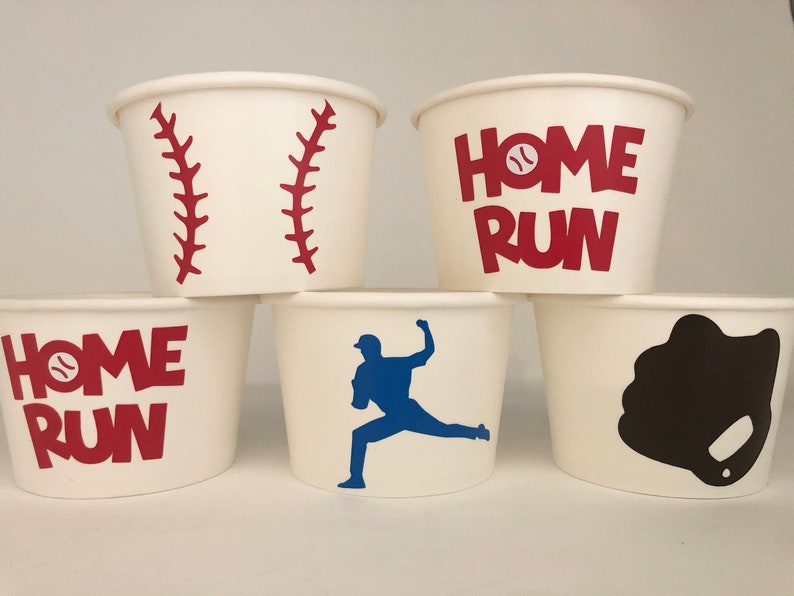 Baseball party snack cups, Baseball Birthday Party snack Cups, Baseball Baby Shower, Sports Party Cups, Sports Baby Shower, Party Supplies image 1