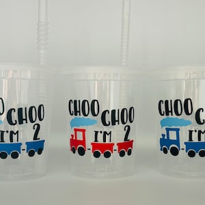 Train Party Cups, Choo Choo Train Party Cups, Train Party Favors, Train Birthday Party Favors, Things that go Party favors, party Supplies