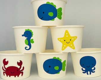 Under the Sea Party, Ocean Party Cups, Under the sea baby shower, Fish Party Cups, Octopus party, Sea Animal Party Cups, Beach Party cups