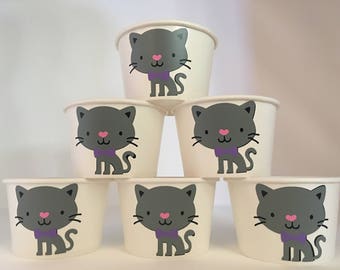 Cat Party Snack Cups, Kitten Party Snack Cups, Cat Birthday Party Cups, Cat Baby Shower Cups, Pet Party Snack Cups, Adopt a Pet Party, Kitty