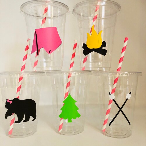 Girls Camping Party Snack Cups Glamping Party Snack Cups Etsy