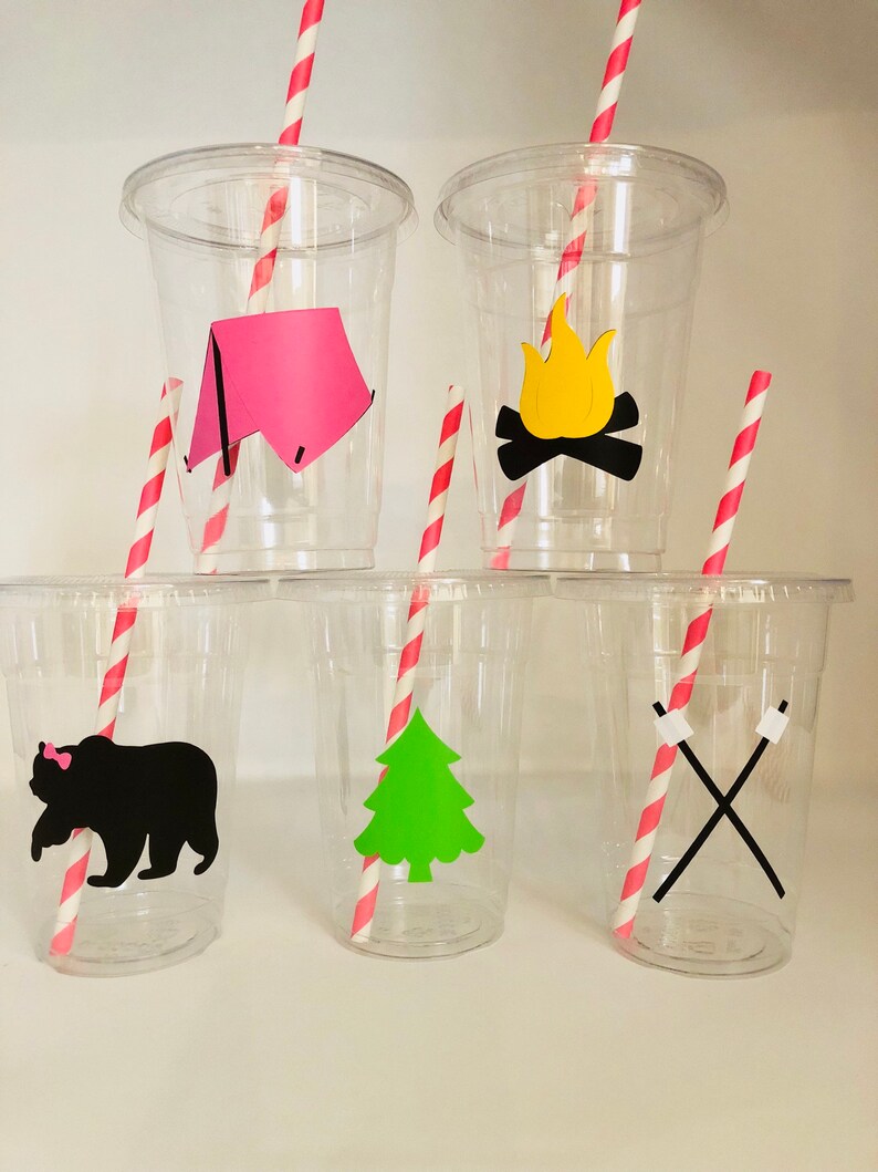Glamping Party Cups Girls Camping Party Cups Camping Etsy