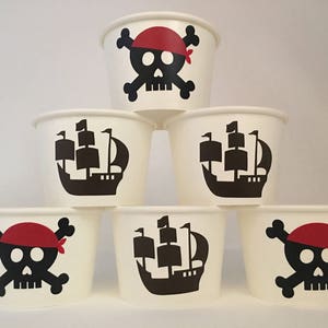 Pirate Party Snack Cups, Pirate Birthday Party Snack Cups, Pirate Baby Shower, Pirate Party Favors, Pirate Party Supplies, Skull Party, Boat