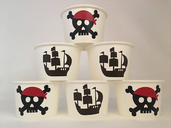 Pirate Party Snack Cups, Pirate Birthday Party Snack Cups, Pirate Baby Shower, Pirate Party Favors, Pirate Party Supplies, Skull Party, Boat