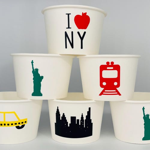 Tasses pour fête d'anniversaire à New York, Tasses pour fête d'anniversaire à New York, Shower de bébé à New York, Articles de fête à New York, Tasses pour fête d'une grande ville, La Grosse Pomme, Métro