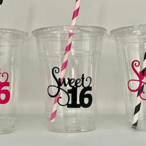 Sweet Sixteen Party Cups, Sweet 16 Party Cups, Sweet Sixteen Party Favors, Sweet Sixteen Party Favors, 16th Birthday Party favors, Gold 16