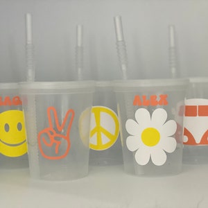 Groovy Party Favors, Two Groovy, Reusable Custom Cups, Groovy Party Supplies, 1st Birthday, 2nd Birthday, Party Gifts, Two, Bus, Peace