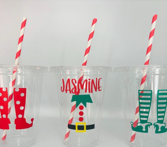 Elf Party Cups, Elf Birthday Party Cups, Christmas Party Cups, Elf Returning Party Cups, Christmas Elf Party Cups, Christmas Eve Party