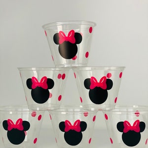 Minnie Mouse Party Cups, hot Pink Minnie Mouse, Pink and Gold Minnie Party Supplies, Minnie Mouse tableware, Minnie Party Supplies