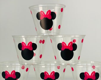 Minnie Mouse Party Cups, hot Pink Minnie Mouse, Pink and Gold Minnie Party Supplies, Minnie Mouse tableware, Minnie Party Supplies