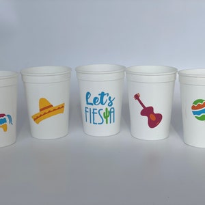 Fiesta Party Cups, Fiesta Birthday Party Cups, Fiesta Party Supplies, Cinco De Mayo Cups, Cinco De Mayo Party, Lets Fiesta