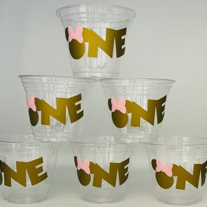 Minnie Mouse Party Cups, Pink and Gold Minnie Mouse, Pink and Gold Minnie Party Supplies, Minnie Mouse tableware, Minnie Party Supplies
