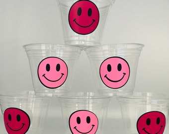 Pink smiley Party, 1st Birthday, Smiley Face Party, Smiley face Birthday Party, Party Supplies, Disposable Party Cups, Party Favors