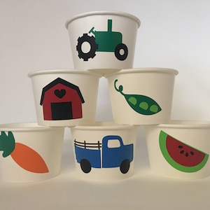 Farmers Market Party Cups,Farm Party Cups, Farm birthday party, Little blue truck party, Blue Truck Party Supplies, Farm Party Favors, Barn