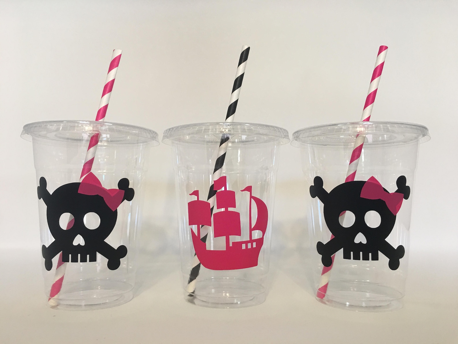 Girl Pirate Party Cups Pirate Party Cups Pirate Birthday Etsy
