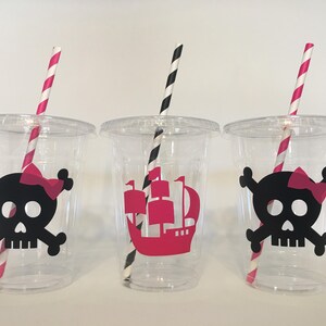 Girl Pirate Party Cups, Pirate Party Cups, Pirate Birthday Party Cups ...