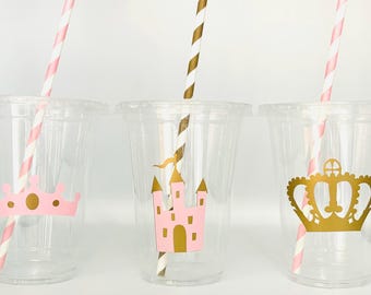 Princess party cups,  Royal Prince party, Birthday Party, Princess Party Favors, Princess Party Supplies,  Disposable, Once upon a time,