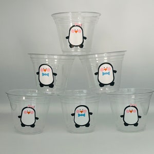 Penguin Party Cups, Penguin Birthday Party Cups, Penguin Party Supplies, Winter Animal Party Cups, Penguin Snack Cups, Penguin Favors