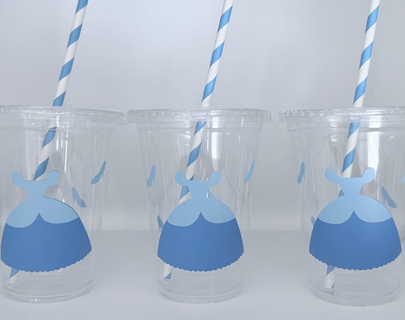 Vasos para fiesta de Cenicienta, fiesta de cumpleaños de Cenicienta, suministros para fiesta de Cenicienta, vasos desechables, regalos para fiesta de Cenicienta, princesa, zapato de cristal imagen 1