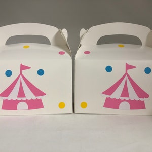 Girl Circus Party Favor boxes, Circus birthday, Carnival party, Carnival birthday Party, Circus Party Supplies, Pink Circus Party favors
