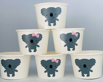 Koala Party Snack cups, Koala Birthday Party Favors, Koala Baby shower Cups, Koala Party Supplies, Koala Party Favors, Koala Bear Party Cups