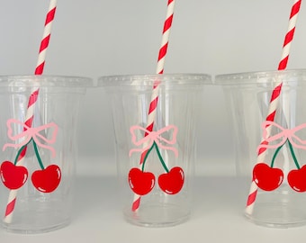 Cherry Party Cups, Cherry Birthday Cups, Cherry Baby shower cups, Cherry Party Favors, Fruit Party cups, Cherry Baby shower, Cherry on Top