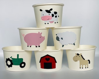 Farm party snack cups, Farm Birthday Party, Farmers Party, Horse Party, Cow Party, Tractor Party, Farm Baby Shower, Tractor Party